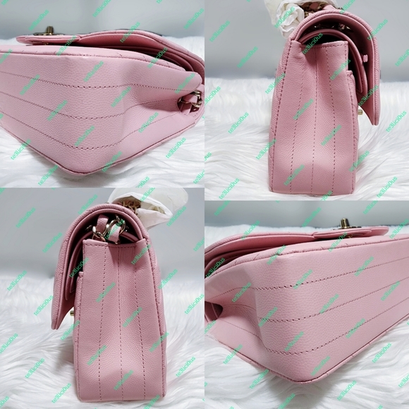 CHANEL 21s CHEVRON CAVIAR SAKURA PINK CLASSIC SMALL FLAP BAG - Picture 5 of 15